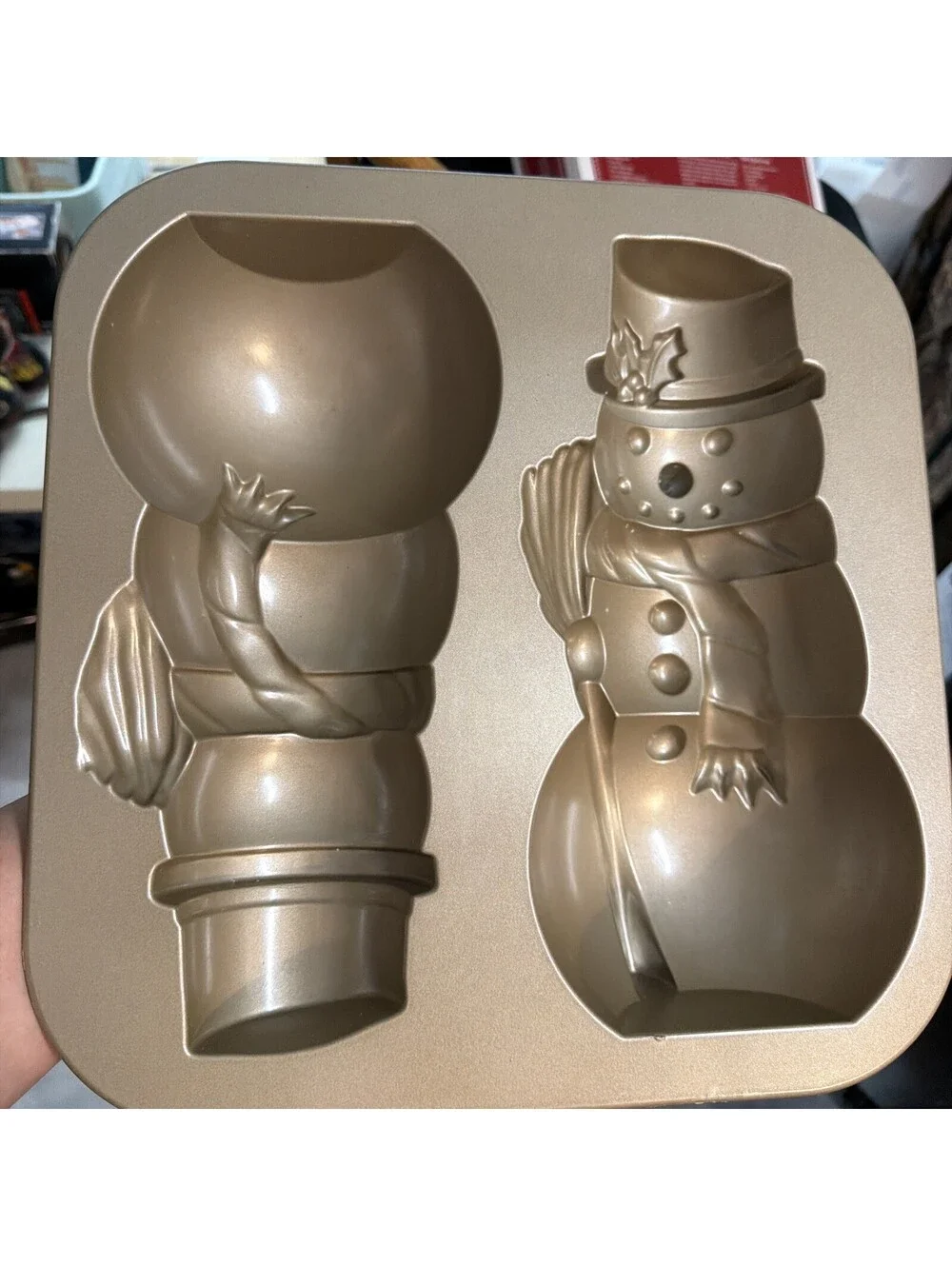 New Williams Sonoma Standing 10 CUP 3D Snowman Cake Pan Mold Heavy *
